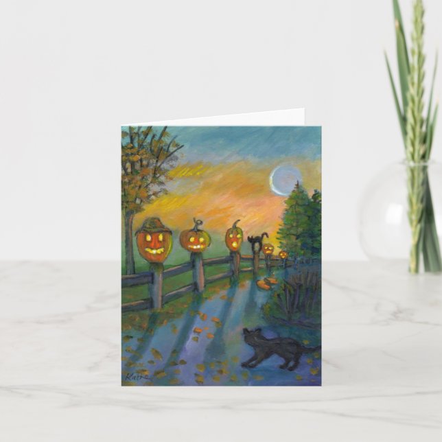 Cartão Smashed Pumpkin and Cats Note Card (Frente)