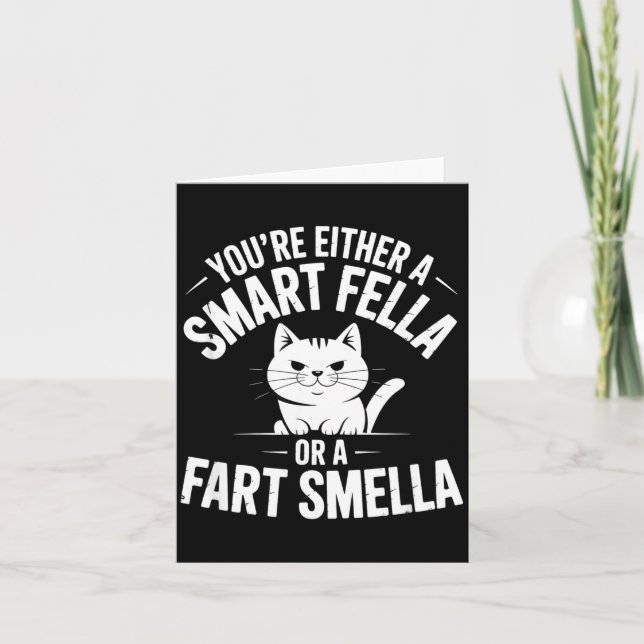 Cartão Smella Cat Smart Fart Humor Spoonerism Fella Fun (Frente)