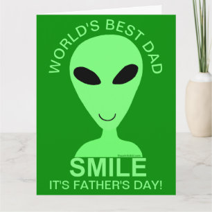 Cartão Smile Happy Alien LGM Geek Humor Fun Fathers Day