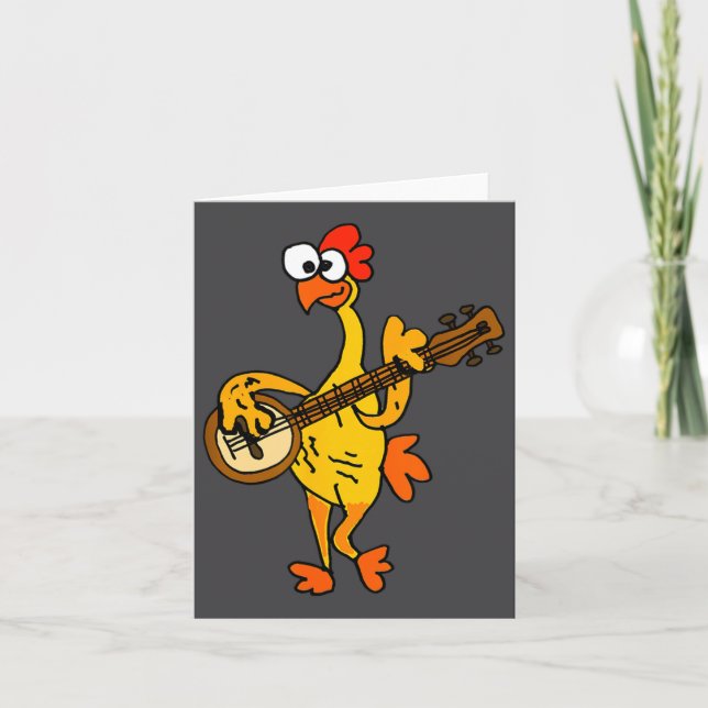 Cartão Smileteestank Funny Rubber Chicken Playing Banjo C (Frente)