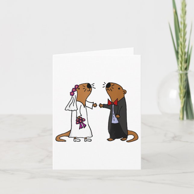 Cartão Smiletodaytee Diversão Mar De Otter Bride E Groom  (Frente)