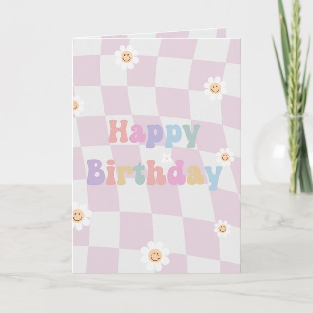 Cartão Smiling Flowers Pastel Birthday Card (Frente)