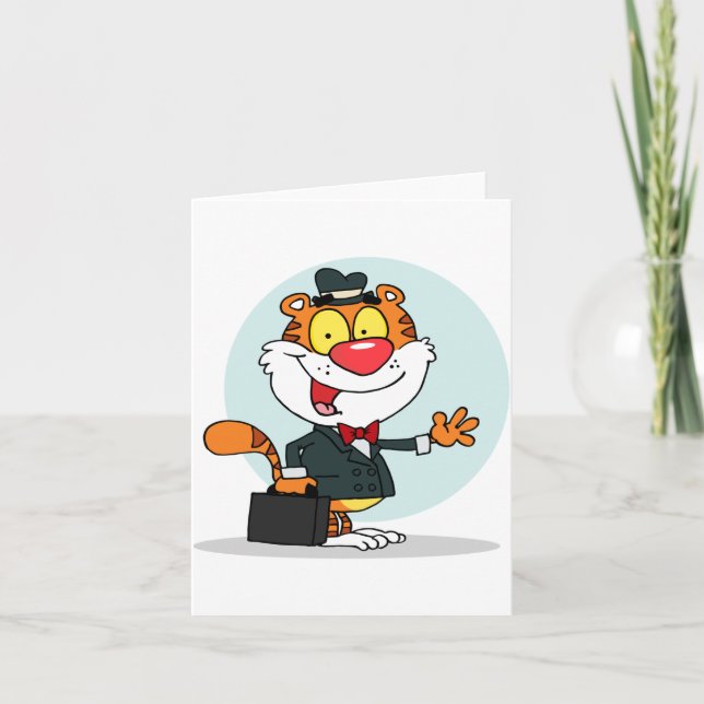 Cartão Smiling Tiger Holding A Briefcase Note Cards (Frente)