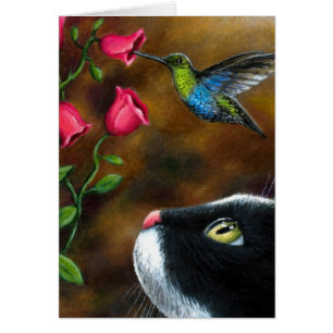 Cartão Smoking do gato 571 com colibri