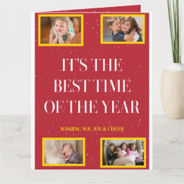 Cartão Smoky Red Gold Frame Holiday Cheer