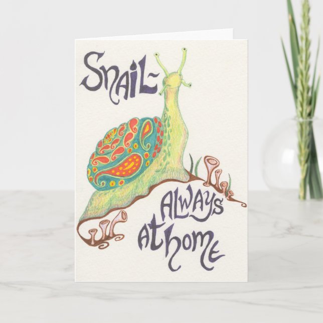 Cartão Snail-always at home notecard (Frente)