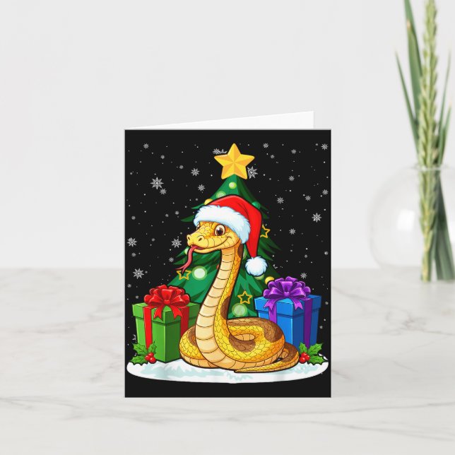 Cartão Snake Santa Hat Christmas Pajama Cute Animal Snowf (Frente)