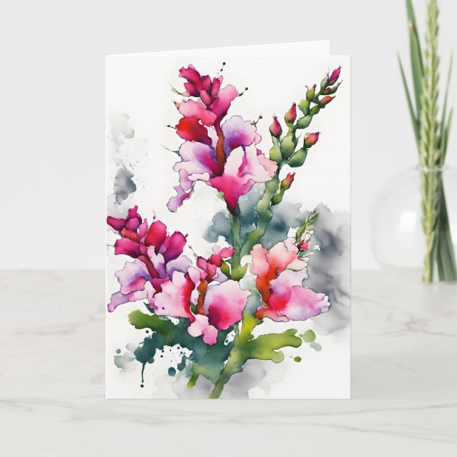 Cartão Snapdragon - Watercolor flowers (Frente)