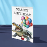 Cartão Snappy Birthday Alligator Funny Crocodilo<br><div class="desc">Este design pode ser personalizado escolhendo a opção Editar Design. Você também pode transferir para outros itens. Entre em contato comigo em colorflowcreations@gmail.com ou use a opção de bate-papo no topo da página se você quiser ter este design em outro produto ou precisar de assistência. Veja mais designs ou siga-me...</div>