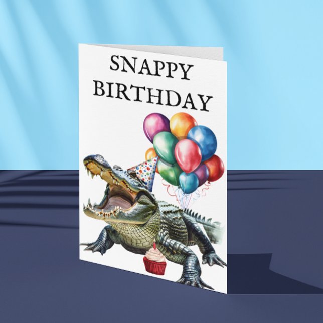 Cartão Snappy Birthday Alligator Funny Crocodilo (Criador carregado)