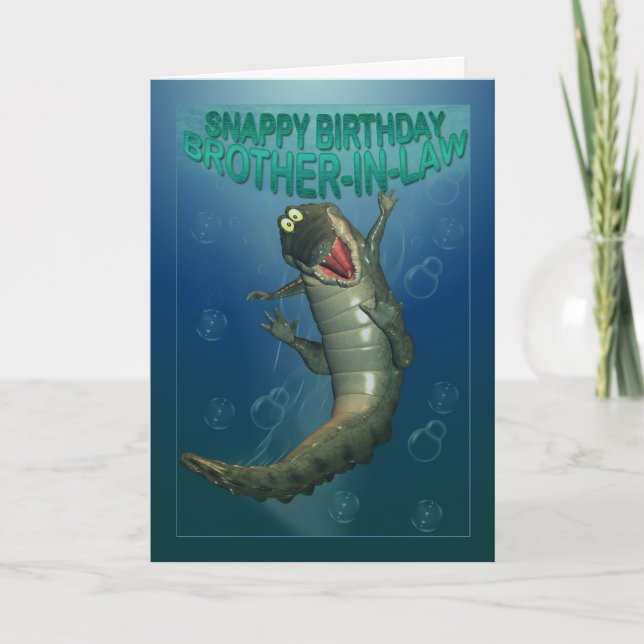 Cartão Snappy Birthday Feliz Crocodilo Submarino (Frente)