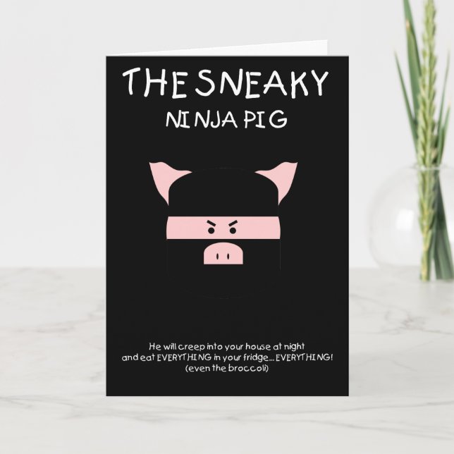 Cartão Sneaky Ninja Pig (Frente)