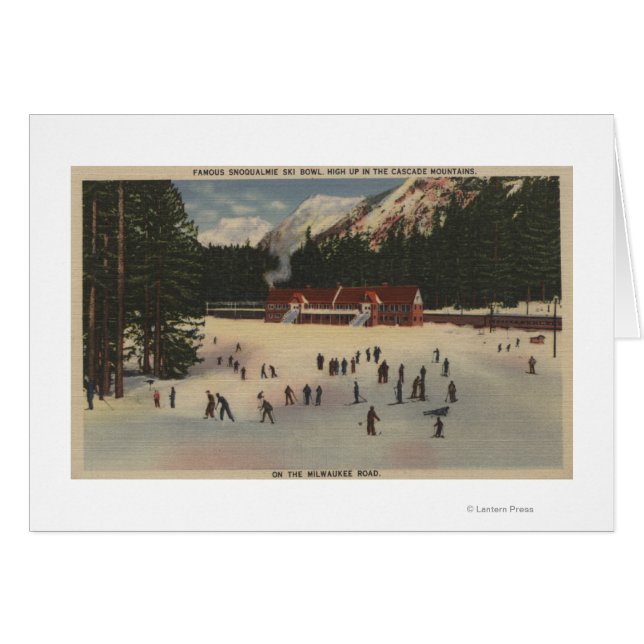 Cartão Snoqualmie Ski Area, WA - View of Ski (Frente Horizontal)