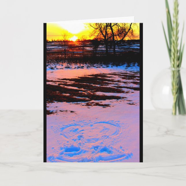 Cartão Snow Angel At Sunset Thinking Of  You (Frente)