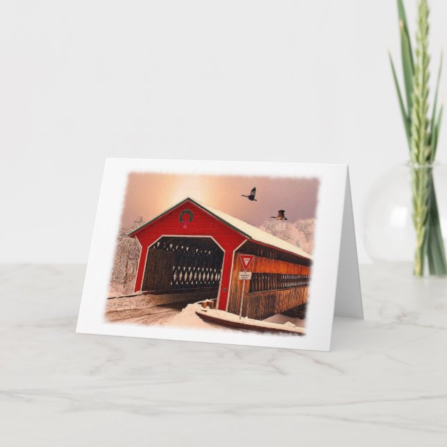 Cartão Snow Covered Bridge Greeting Card (Frente)