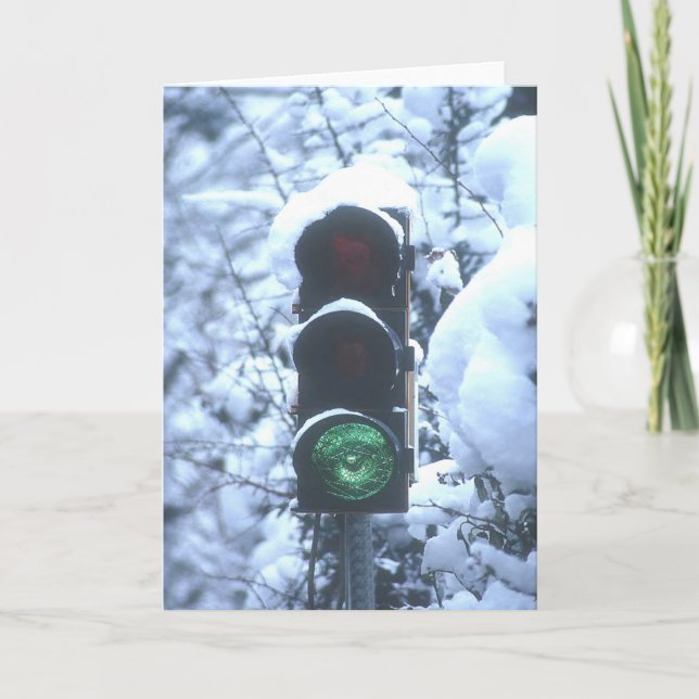Cartão snow covered streetlight greeting card (Frente)