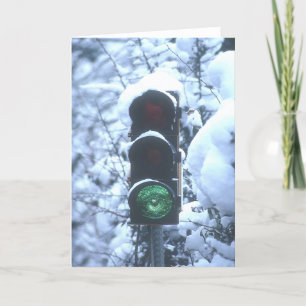 Cartão snow covered streetlight greeting card