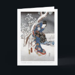 Cartão Snow Geisha Card 2<br><div class="desc">A beautiful Japanese Ukiyo-e woodblock print by Utagawa Kunisada, an artist renowned for his figure prints. This is panel 1 in the triptych entitled Modern Genji: Viewing in Snow.</div>