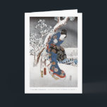 Cartão Snow Geisha Card 2<br><div class="desc">A beautiful Japanese Ukiyo-e woodblock print by Utagawa Kunisada,  an artist renowned for his figure prints. This is panel 1 in the triptych entitled Modern Genji: Viewing in Snow.</div>