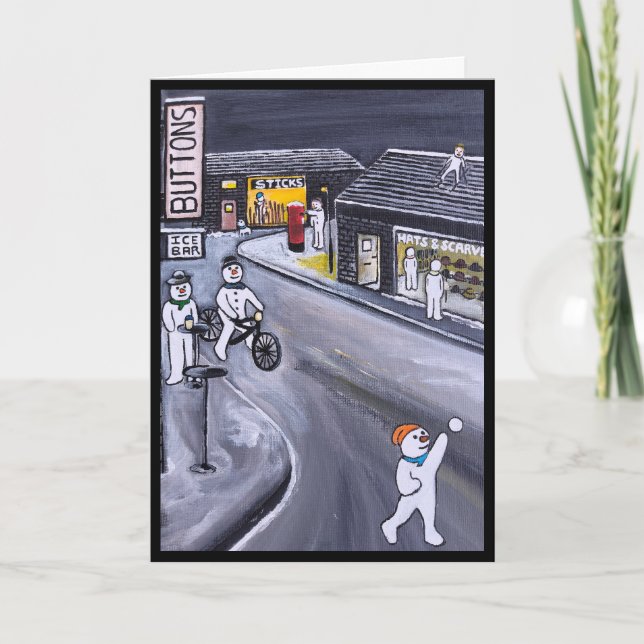 Cartão Snow Town Painting by Alfred Fox (Frente)