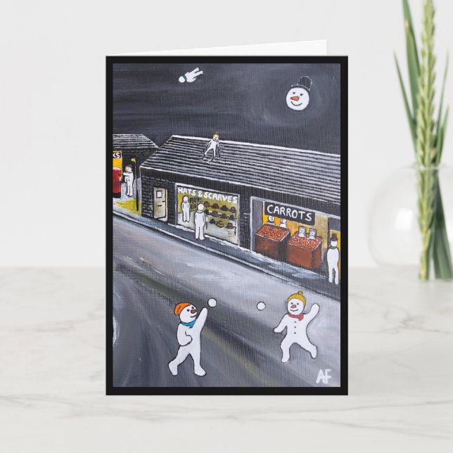 Cartão Snow Town Painting by Alfred Fox (Frente)