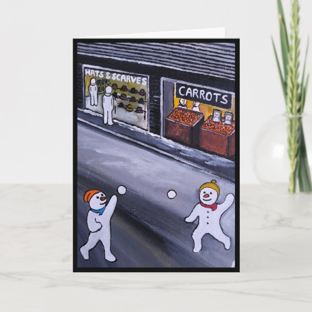 Cartão Snow Town Painting by Alfred Fox (Frente)