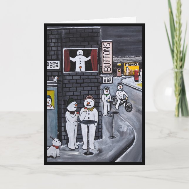 Cartão Snow Town Painting by Alfred Fox (Frente)