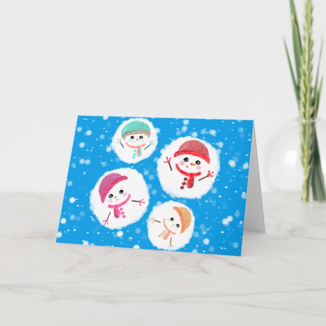 Cartão Snowball e Snowman Blue (Frente)