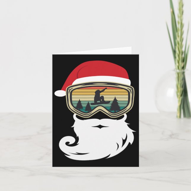 Cartão Snowboard Christmas As Santa Claus Snowboarder (Frente)