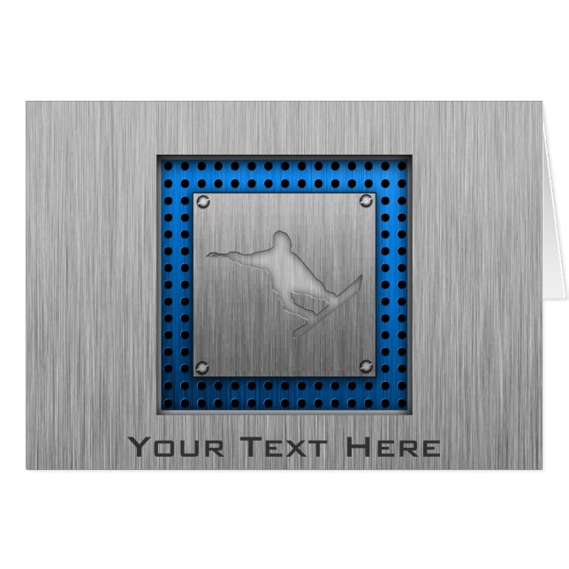 Cartão Snowboard com aspecto de metal escovado (Frente Horizontal)