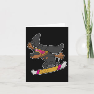 Cartão Snowboard Dachshund Dog Snowboard Kids Garotos Gir