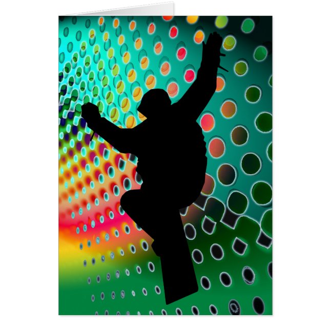 Cartão Snowboard na tempestade de neve cósmica (Frente)