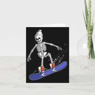 Cartão Snowboard Skeleton Skiboarder