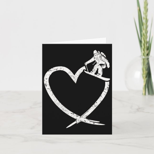 Cartão Snowboard Snowboard Heart Vintage (Frente)