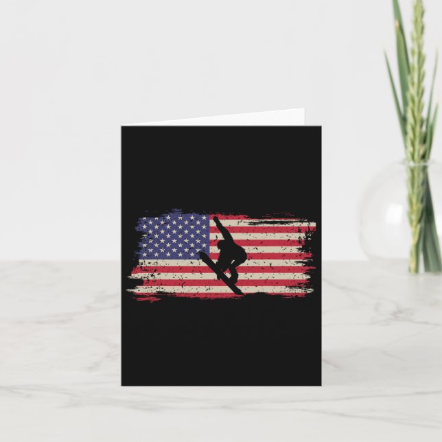 Cartão Snowboard Snowboard Patriotic Vintage Americano (Frente)