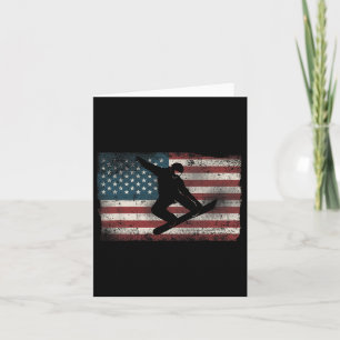 Cartão Snowboard Snowboard Patriotic Vintage Americano