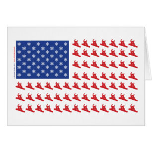 Cartão Snowboarder-Patriotic-USA-Flag
