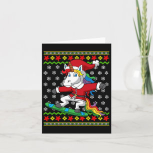 Cartão Snowboarder Unicorn Papais noeis Snowboard Natal S