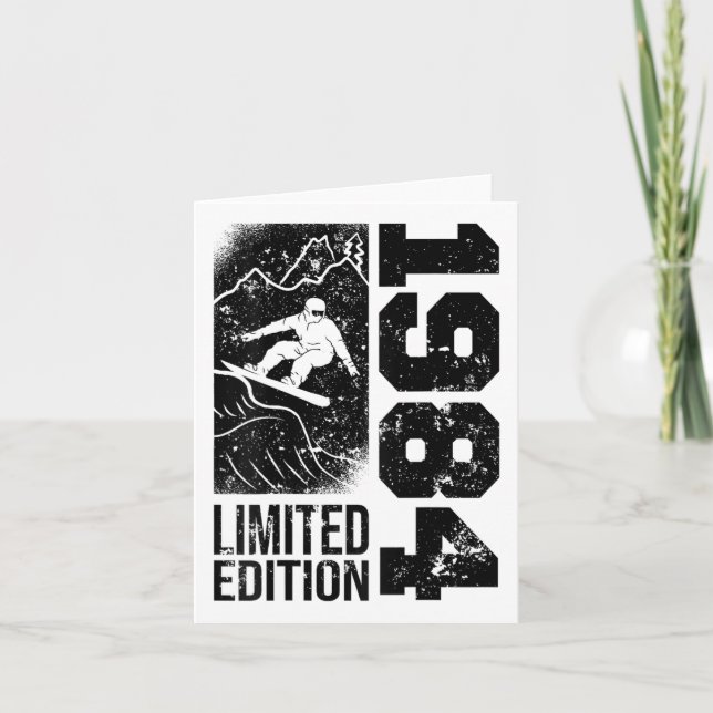 Cartão Snowboarder Vintage 1984 Birthday Snowboard Sno (Frente)