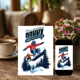 Cartão Snowboarding Birthday Cards