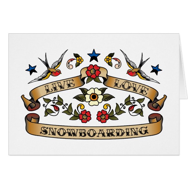 Cartão Snowboarding viva do amor (Frente Horizontal)