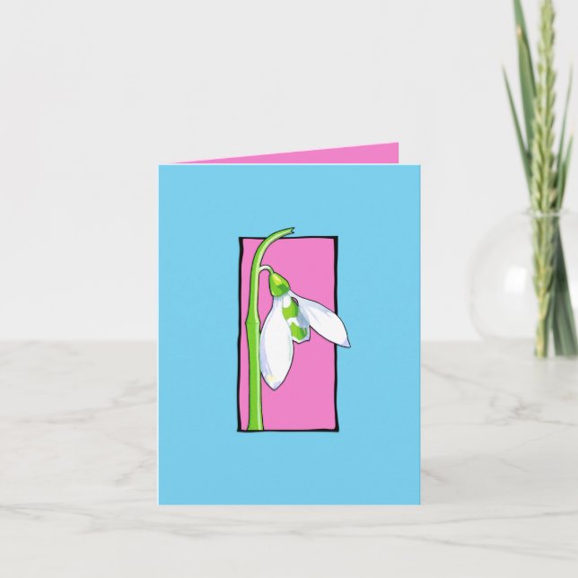 Cartão Snowdrop pink blue Note Card (Frente)