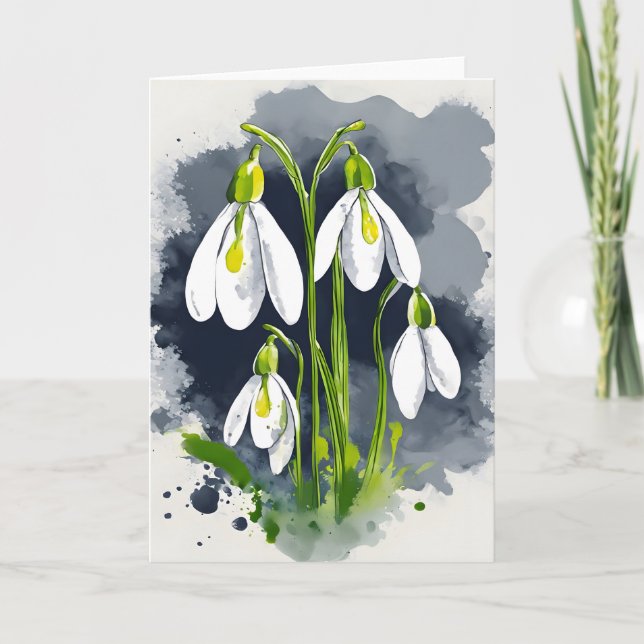 Cartão Snowdrop - Watercolor flowers (Frente)