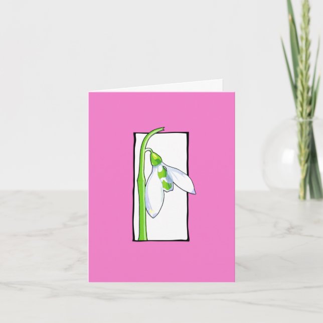 Cartão Snowdrop white pink Note Card (Frente)