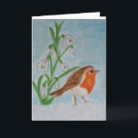 Cartão Snowdrops Robin greetings card birthday thankyou<br><div class="desc">I have created this card using my lovely watercolour design Great as a gift or treat for yourself. Please see other products using this design in my  'Birds' sub category</div>