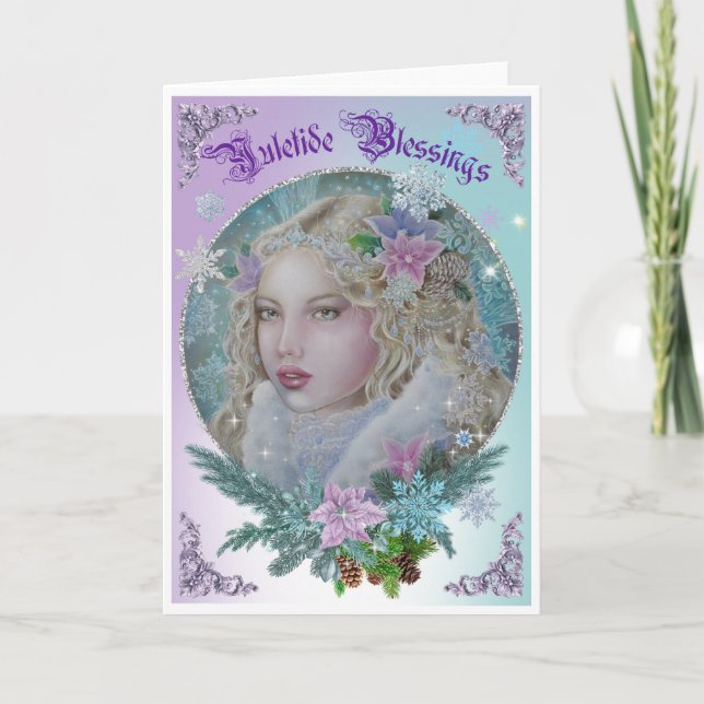 Cartão Snowflake fairy Christmas Yule greeting card (Frente)