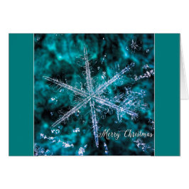 Cartão Snowflake Macro Photo Merry Christmas Card