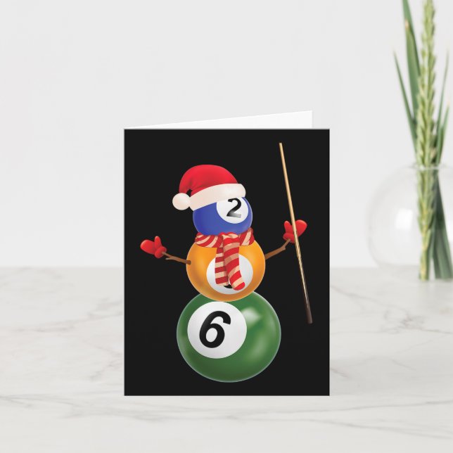 Cartão Snowman Billiards Ball In Xmas Meias Lights Tree C (Frente)
