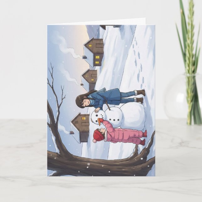 Cartão Snowman by the Cabins (Frente)