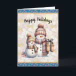 Cartão Snowman com Pacotes<br><div class="desc">Um escandinavo sente isso.</div>